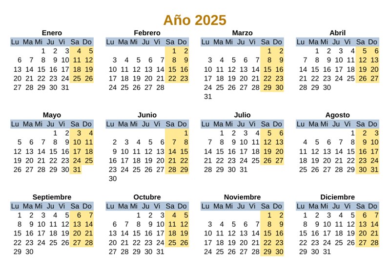 Calendario 2025